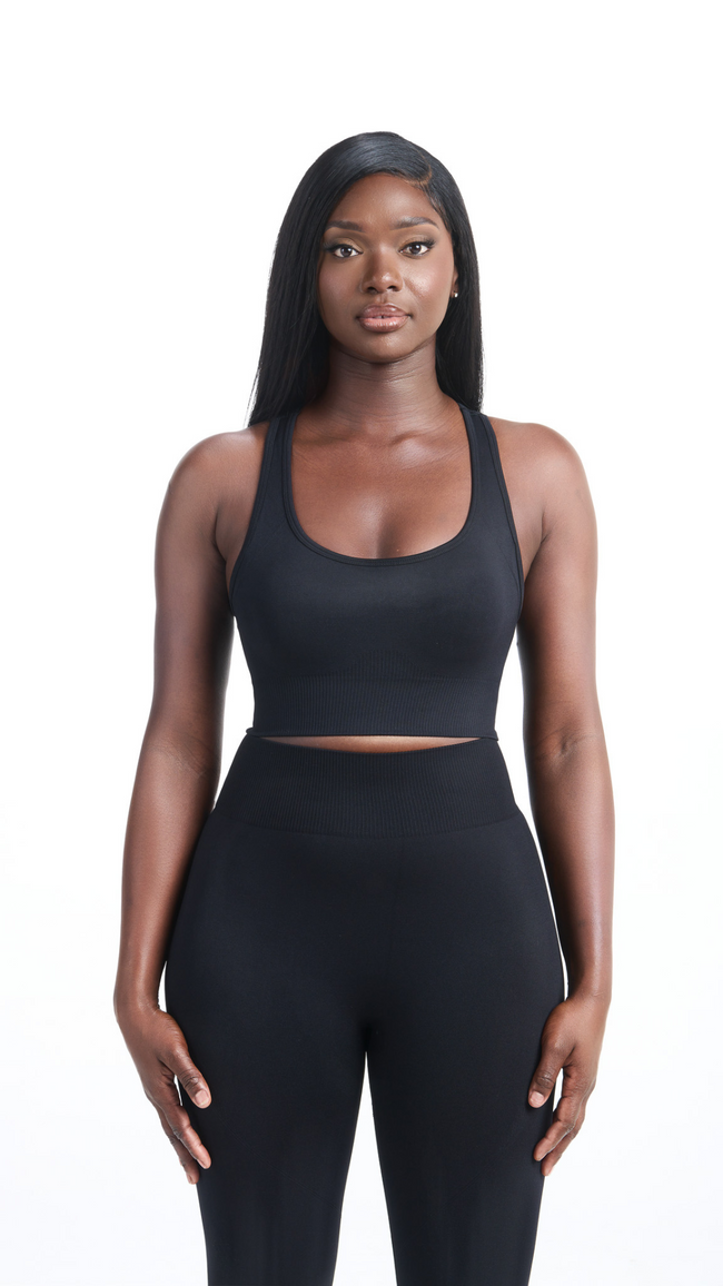 Front view of Black Shavo Seamless Bra