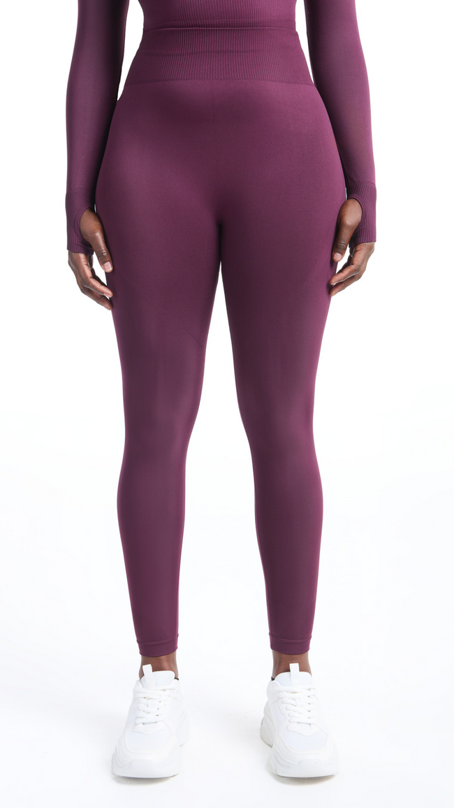 Waist down front view of purple Shavo Seamless legging