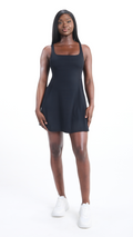 Black Womens Active Tennis Dress Pockets