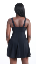 Back of Black Womens Active Tennis Dress Pockets