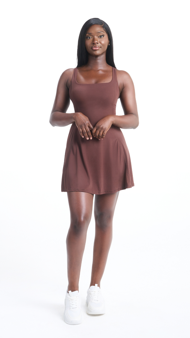 Dark Brown Womens Active Tennis Dress