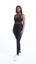 Full angled view of Black Shavo Seamless Bra with matching Black Shavo legging