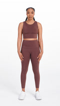 Full view Brown Womens Yanta Tank Bra - Roam Loud