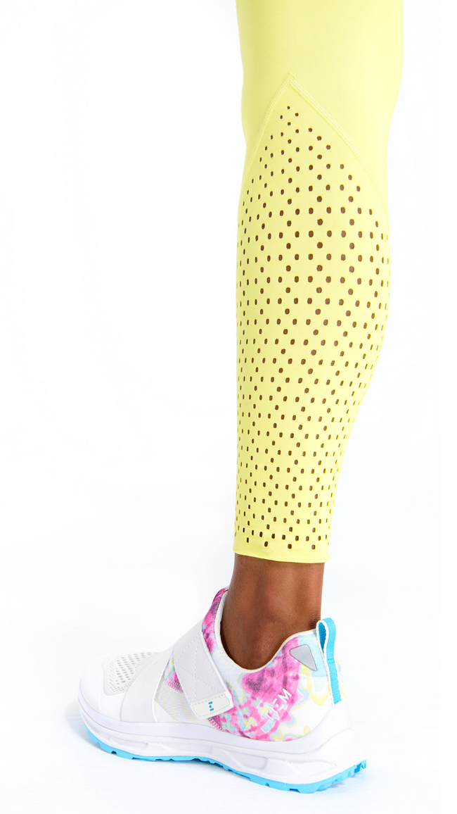 Bottom of legging detail on Ansa Legging - Citron - Roam Loud