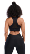 Back view Ansa Bra - Womens Black Sports Bra - Roam Loud