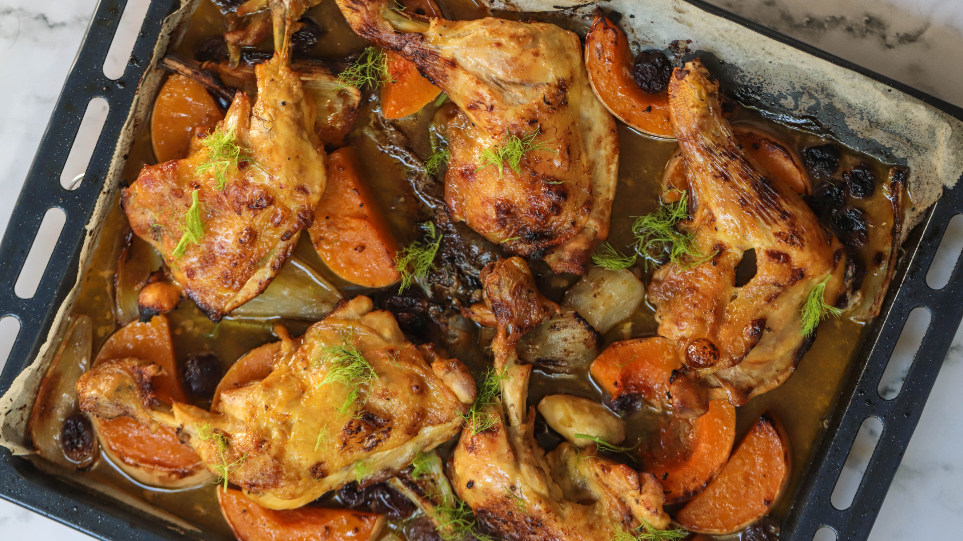 Roasted Maple Dijon Chicken with Butternut Squash & Fennel