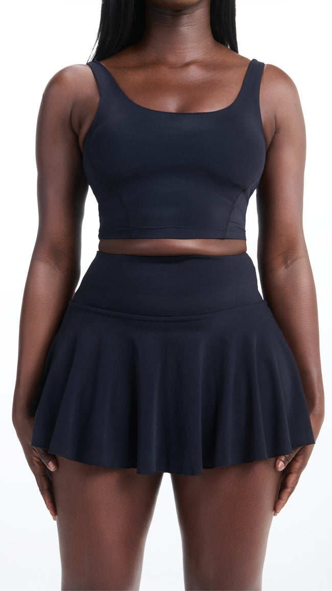 Black Womens Active Tennis Set with pockets