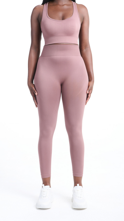 Full view of Mauve Shavo Seamless Bra with matching Mauve Shavo legging