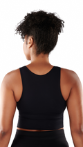 Back of woman wearing Yanta Tank Bra. Full coverage support for intense workouts